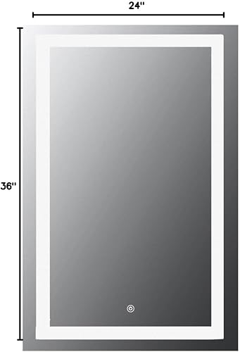 Miniatura 8 de Espejo de baño LED de 24 x 36 pulgadas, espejo de baño retroiluminado con luces, regulable continuamente, antivaho, a prueba de roturas, memoria,