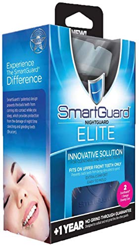 SmartGuard Elite Night Guard (2 Guards & 1 Cleaning Case) for Clenching & Grinding Teeth (Bruxism), Dentist's Choice, Covers Upper Front Teeth, Personal Comfort Fit