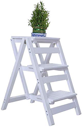 Taburete de escalón plegable de madera con tres peldaños para hogar