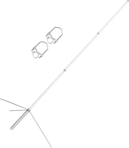 Antena de doble banda de fibra de vidrio, antena de base de 6.6 ft para exteriores de 27.6 in, antena de techo hembra UHF de 5.5/8.5dBi (SO239) con
