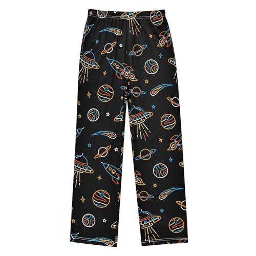 ZZXXB Rocket Planet Print Boys Long Pants Soft Trousers Elastic Waist Kids Lounge Bottoms with Pockets S-XL