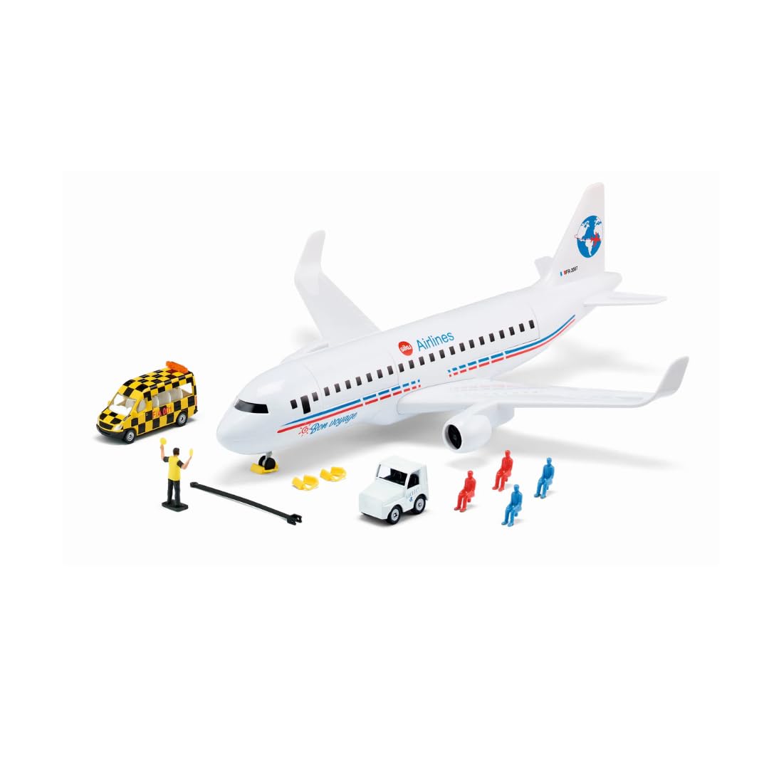 SIKU | Avión de línea en miniatura Buen viaje | Juguete de metal y plástico | Modelo reducido realista blanco | Regalo para niños de 3 años y más | Colección de vehículos aéreos