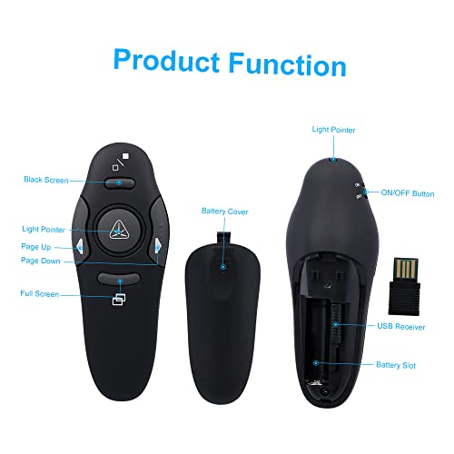 Moniss Apresentador sem fio Red Laser Pointer Receptor sem fio USB para Windows 2000/XP/Vista