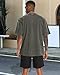 Oversized Tshirts for Men Short Sleeve Vintage Washed Basic Loose Tees, Dark Green, L