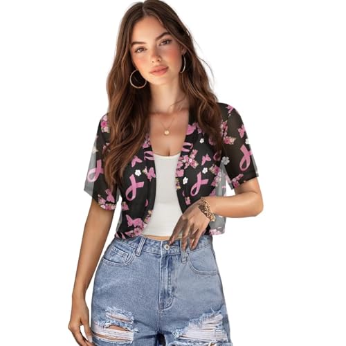 Image of Womens Short Sleeve Bolero Shrug Open Front Knit Cropped Cardigan Shoulder Cover for Dress Cute Casual Knit Cover Up