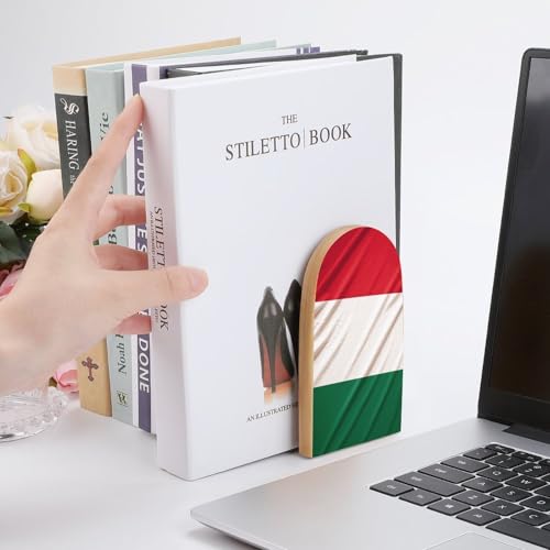 Sujetalibros de madera con bandera de Italia para estantes decorativos modernos 7