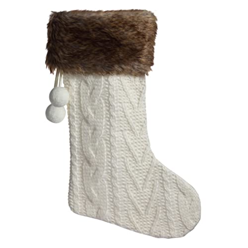 Haute Decor Off-White Knit HangRight Stocking with...