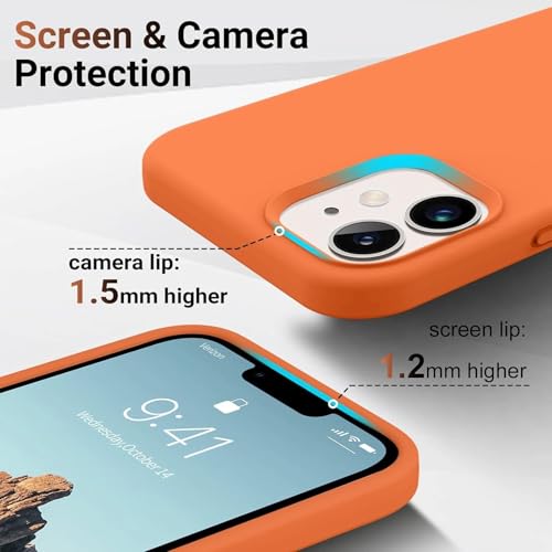 Image of Premium Liquid Silicone Case for iPhone 12 & 12 Pro - Slim Full Body Protective Back Cover with Soft Microfiber Lining, Anti-Slip Grip Scratch Resistant Phone Case(Orange)