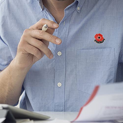 Image of Red Poppy Brooches for Women Lest We Forget Poppy Flowers Brooches Pins Memorial Remember Poppy Lapel Pin Remembrance Day Badge Pins Memorial Day Gifts Veteran's Day Remembrance Day Jewellery