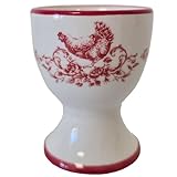 MOTIF POULES Coquetier blanc en céramique motif Poules