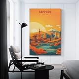 sinyumoney Sapporo Cityscape at Sunset Lienzo Impreso Para Decoración De Pared, Arte Moderno Para Dormitorio De Mujer/niña, Baño, Sala De Estar 16x24inch(40x60cm)