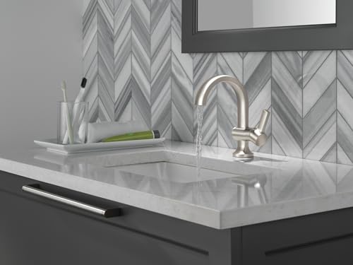 Delta Albion Brushed Nickel Bathroom Faucet 1 Hole, Single Hole Bathroom Sink Faucet for Vanity, Metal Push-Pop Drain Assembly, SpotShield Brushed Nickel 15855LF-SP by DELTA - Image 7