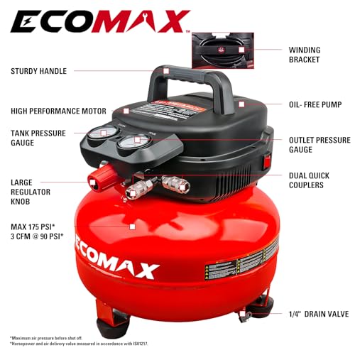 ECOMAX 6 Gallon 175 PSI Compressor