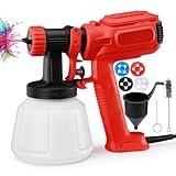 INMOZATA Paint Sprayer, 1200ML Fence Paint Sprayer Electric Paint Spray Gun with 4 Nozzles and 3 Patterns for Walls and Ceilings, Sheds, House Painting (Red)