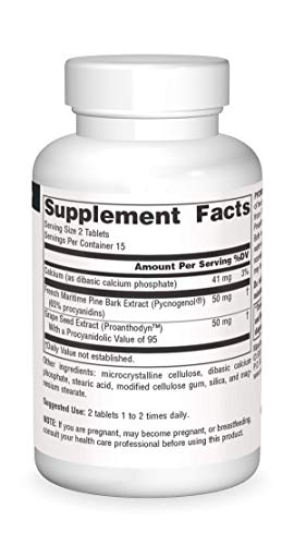 Source Naturals Pycnogenol & Grape Seed Extract 50 Mg Dietary Supplement - 30 Tablets #TOP2