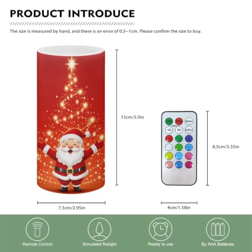 Image of Poceacles Christmas LED Flameless Candles Battery Operated Candles Flickering Wick Pillar Tealight for Home Outdoor Winter Holiday Decor, Santa Claus Christmas Tree Red