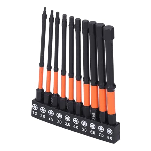 Juego de Brocas de Llave Hexagonal de 10 Piezas, Juego de Puntas de Destornillador Magnético de Broca Hexagonal Métrica de Impacto de Vástago de 1/4 Pulgadas