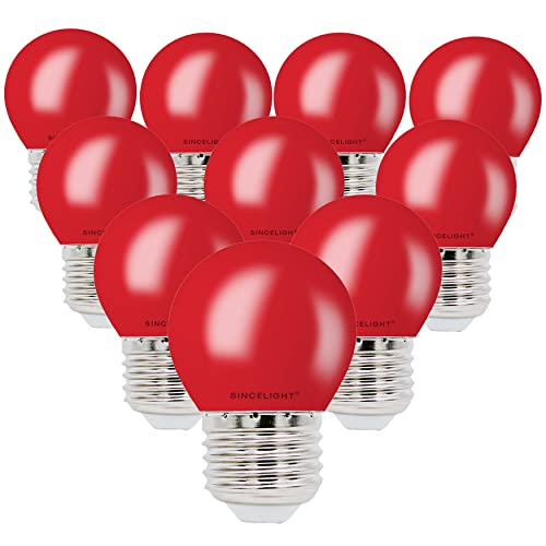 SINCELIGHT E27 LED RED Coloured Bulbs 1W Festive Decorative Garden Party Light,Pack of 10, E27 ( Edison Screw )