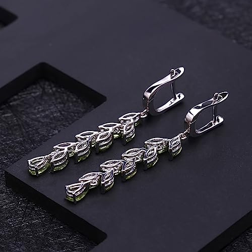 Kemstone S925 Sterling Silver Leaf Dangle Earrings with Natural Peridot/Garnet4