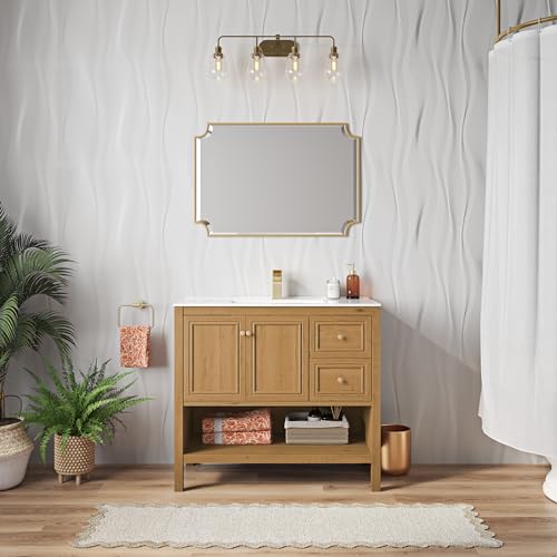 Image of Chateau 36 inch Bathroom Vanity in Natural Oak - Cabinet