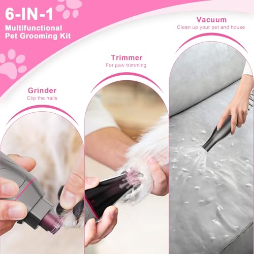 image for XiaZ Dog Grooming Kit Pet Hair Dryer/Vacuum/Nail Clipper/Massage Comb/