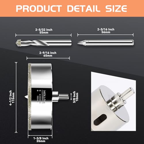 Image of MOLLOM 4-1 /2 inch (115mm) Diamond Hole Saw with 2 Pilot Drill Bit