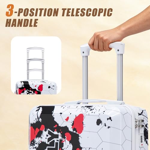 Image of Hardside Luggage Sets, Lightweight Stripes Suitcase with Spinner Wheels, Black-PC