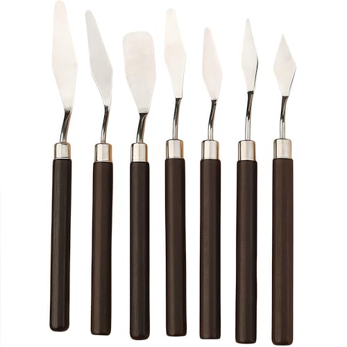 Zhenghebuy Couteau à Palette pour Oeinture,7 Pièces Couteaux à Peindre en Acier Inoxydable Peinture À l'huile Palette Couteau Peinture Grattoir Peinture...