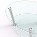 mecor Glass Coffee Table with 2 Tier Tempered Glass Boards & Sturdy Chrome Stainless Steel Legs-Clear Oval Glass End Table Coffee Tea Table Ideal for Home Office