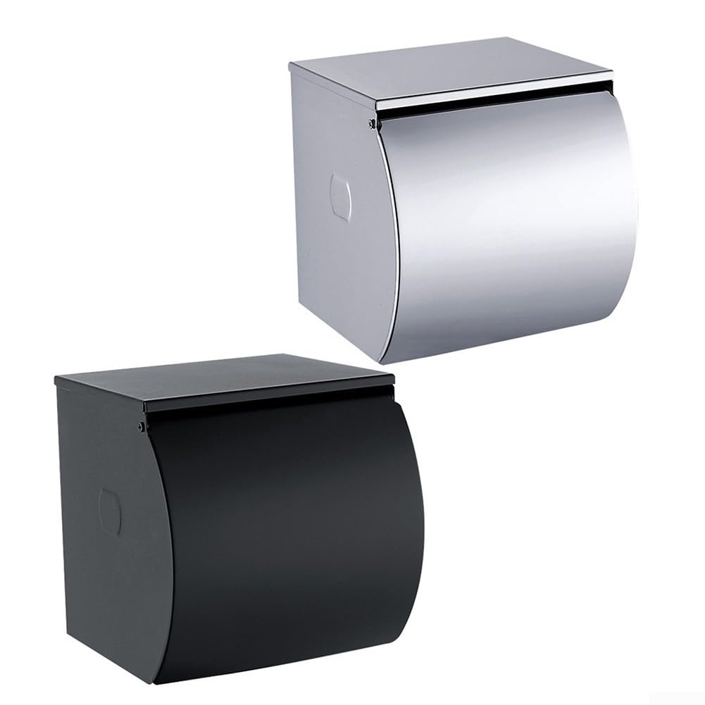 Porta Carta Igienica Adesivo In Alluminio Nero – Con Ripiano, Antiumidità, Installazione Senza Fori Per Il Bagno