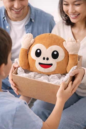 Image of Fun4you Soft Plush Toys Soft Monkey Plush Toy Pillow for Kids Cute Smiley Monkey Stuffed Animal Cushion, Super Soft Huggable Plush Pillow for Baby, Kids & Home Decor (Monkey Pillow Ear)
