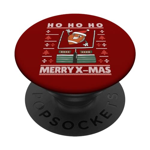 Merry Xmas Footbal Funny Weird Ugly Christmas Sweater Style PopSockets Swappable PopGrip, Black