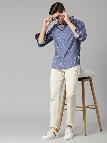 Image of Thomas Scott Men's | Printed | Full Sleeve | Slim Fit | 100% Cotton | Spread Collar | Casual Shirt