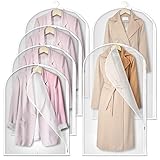 Romise Unique Design Garment Bags for Hanging Clothes, Full Side Zipper Clear Lightweight Suit Bags for Closet Storage & Travel, 4 Pack 24'x40' and 2 Pack 24'x50' PEVA Plastic Garment Covers