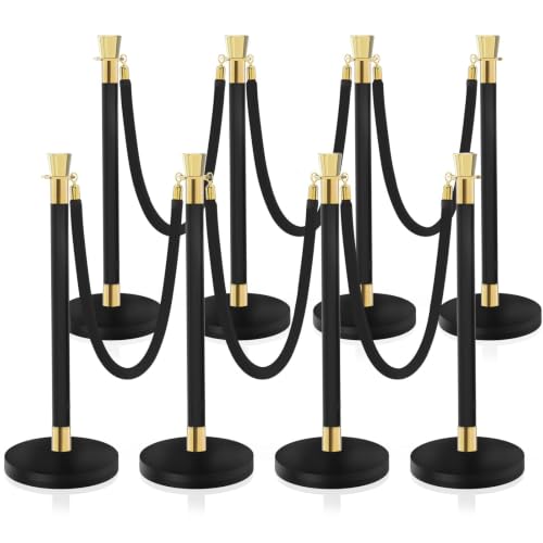 Crowd Control Stanchion, Waterproof and Rustproof Stanchion Set for Theater Hotels Clubs Museums, 8PCS
