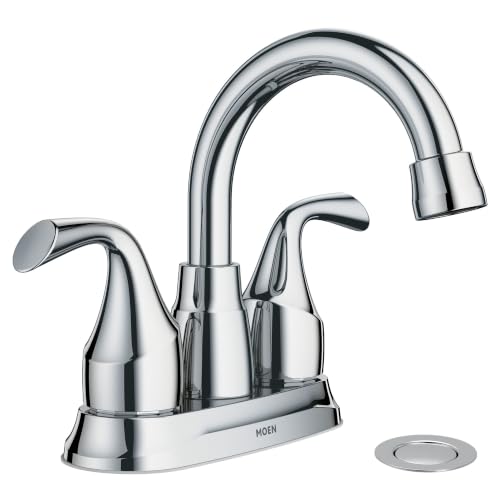 Moen Idora Chrome Two-Handle Centerset Bathroom Sink Faucet with Drain Assembly, 84115