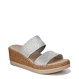 BZees Womens Resort Machine Washable Comfort Wedge Sandal Silver