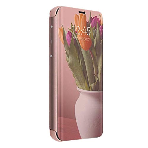 Tearl Samsung Galaxy A20 Case, Luxury Translucent View Mirror Flip Electroplate Plating St