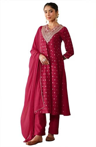 Kurta Anarkali rose brodé Joch Zari : la tenue chic pour vos soirées et mariages