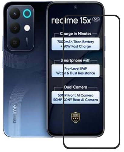 Image of DD SON Tempered Glass for Realme 15X, Realme C85 and Narzo 90X (6.8 Inch) With Installation Kit | Military-Grade Gorilla Screen Protector | Edge to Edge Coverage | Black