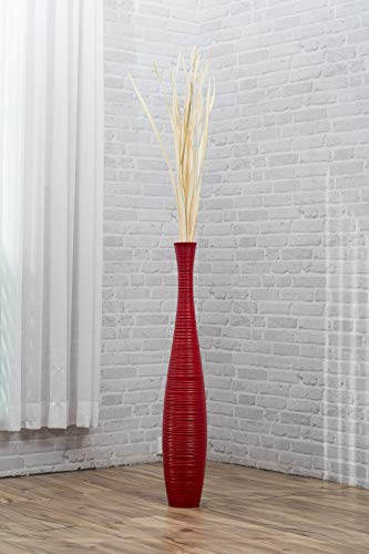 Image of Leewadee Large Red Home Decor Floor Vase - Wooden 36 inches Tall Farmhouse Decor Flower Holder for Fake Plant and Pampas Grass