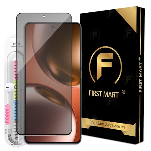 Image of FIRST MART Privacy Anti-Spy Tempered Glass for Realme GT 7T and GT 7T Deam Edition (6.8 Inch) With Installation Kit | Military-Grade Gorilla Screen Protector & Cable Guard | Edge to Edge Coverage | Black