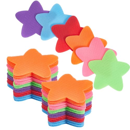 SOFPLATE Lot de 6 Couleurs 30 Points de Sol en Forme D'Étoile en Nylon Coloré Réutilisables et Lavables pour Tapis Bureau Activités de Groupe Sports Yoga