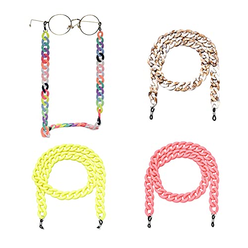 Dtoterul Acrylique Chaîne de Lunettes 4 Pièces Chaîne de Lunettes de Soleil Corde de Lunettes Chaîne de Lunettes de Lecture Chaîne à Lunettes en Acrylique Bracelet de Retenue de Lunettes pour Femmes