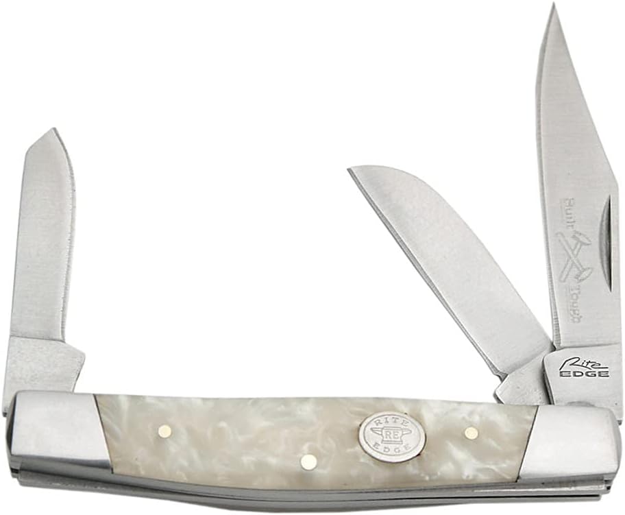Pearl Stockman Knife, White, Large