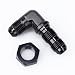 Aluminum 90 Degree -6 AN Male Flare Union Bulkhead Fuel Fitting with AN6 Bulkhead Nut, Black