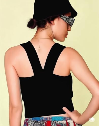 Image of Bedazzle Women's Ribbed Cutout Crop Top | Strappy V-Neck Ruched Sleeveless Tank | Sexy Stretchy Bodycon Club Wear for Party & Summer