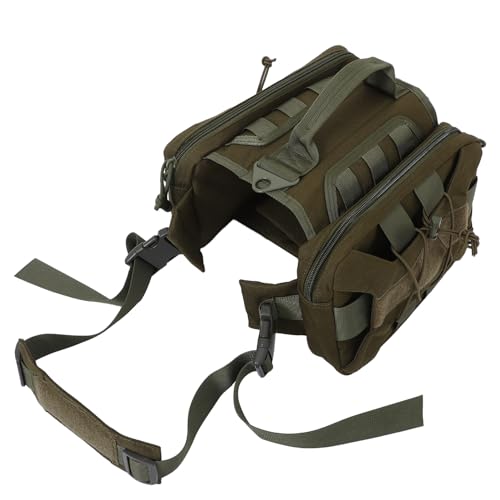TOYANDONA Mochila para Perros con Bolsillo Lateral Alforjas para Perros para Senderismo Alforjas Ajustables con Bolsillos Mochila Grande Color Verde Oliva
