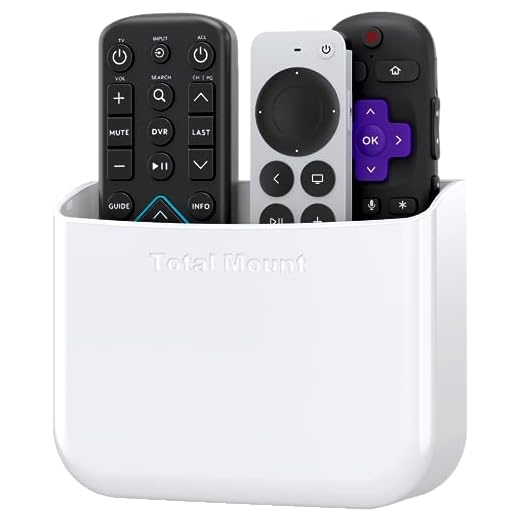 TotalMount Hole-Free Remote Holder - Eliminates Need to Drill Holes in Your Wall (For 2 or 3 Remotes - White - Quantity 1)