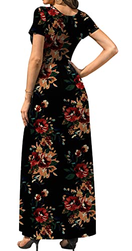 Image of DB MOON Womens 2026 Summer Maxi Dresses Casual Short Sleeve Empire Waist Spring Long Dress with Pockets